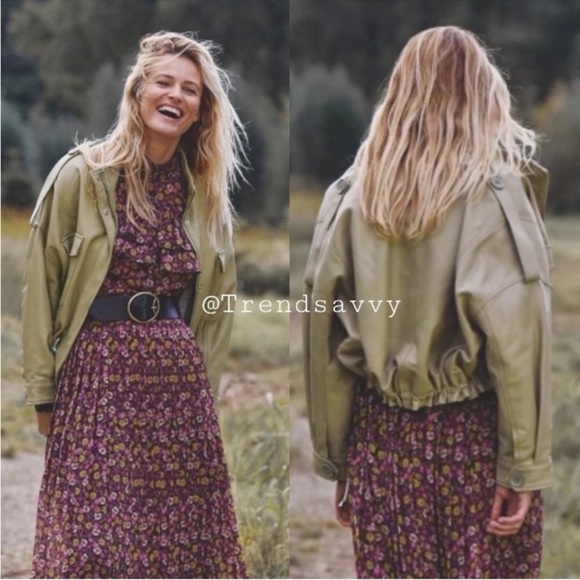 Anthropologie Jackets & Blazers - Anthropologie Bubish Savannah Leather Moto Jacket Olive Green Medium NWT